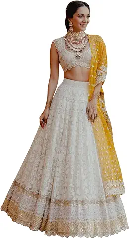 TRENDMALLS Women's Embroidery Sequence Work Semi-Stitched Bridal Lehenga Choli with Dupatta For Women(New-Bridal-Latest-Wedding-Lehenga-Free size)