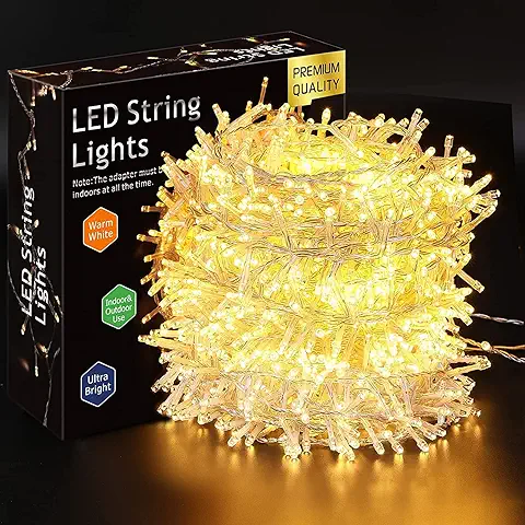 Gesto Warm White Led Serial String Lights – Waterproof Copper Wire Golden Lights for Home Decoration | Yellow Light for Diwali Decoration,Lights for Balcony Outdoor,Christmas – (19 Meter | Pack of 1)